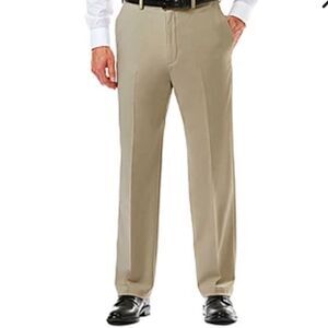 NWT Mens Haggar Cool 18 Pro Classic Fit Pants Tan Sz 38x29L